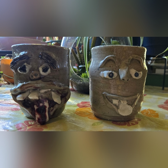 Other - Ugly Face Handmade Pottery Mugs Set